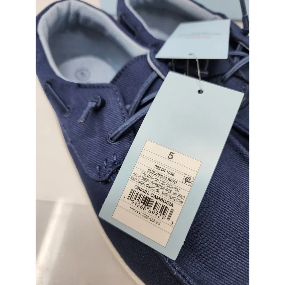 Cat & Jack Boys Boyd Boat Shoes Blue Canvas Casual Size 5